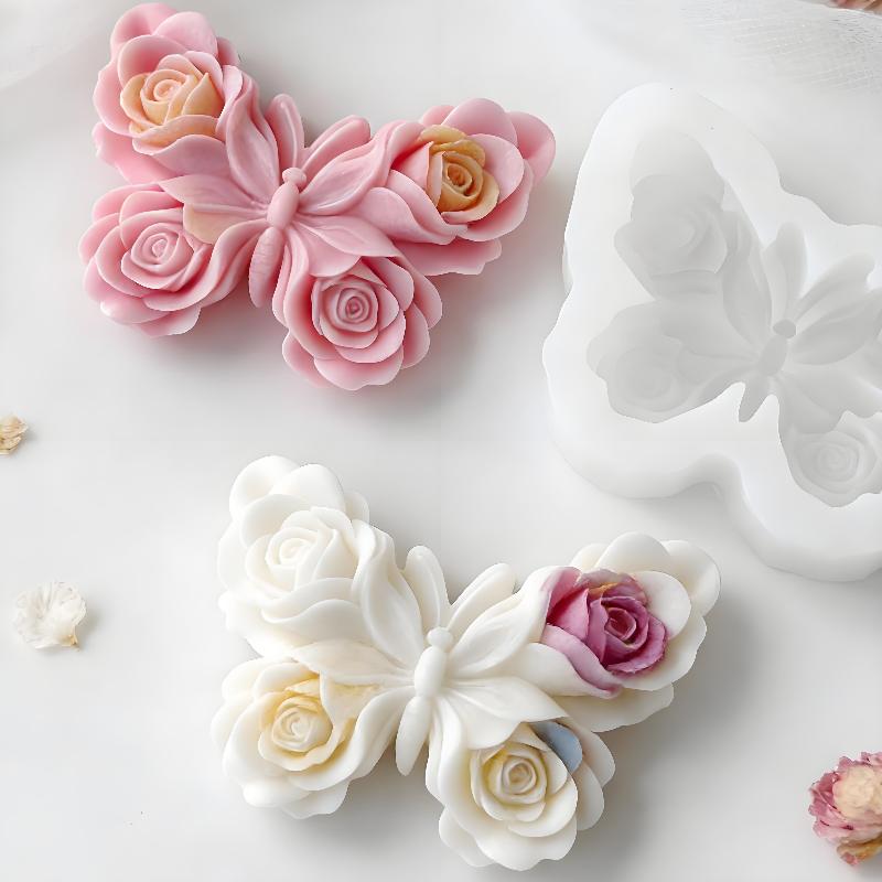 Candle Making Items - Cetakan Silikon Bentuk Kupu-kupu Mawar DIY,